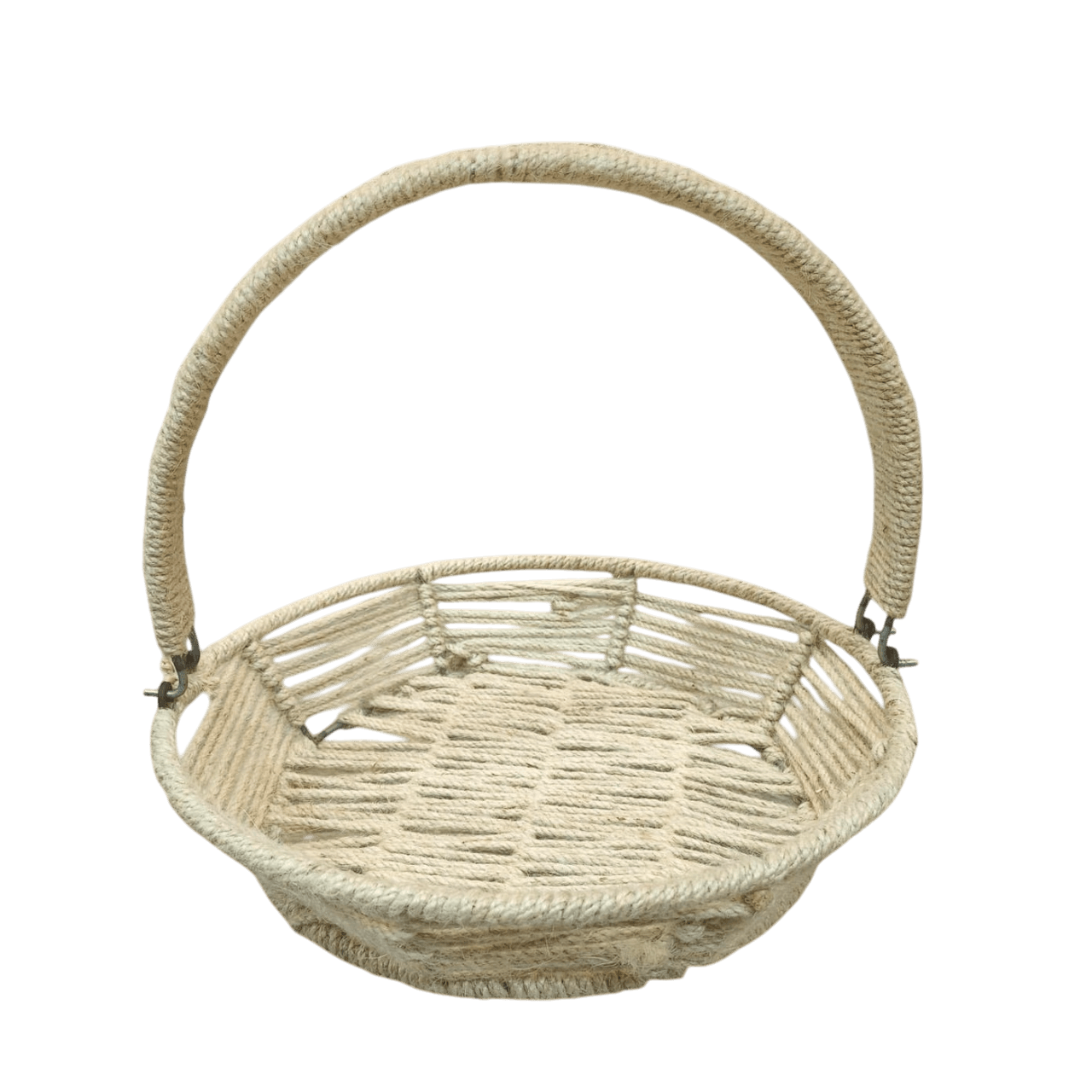 IRON & JUTE FRUIT ROUND BASKET HOLDER (NATURAL)